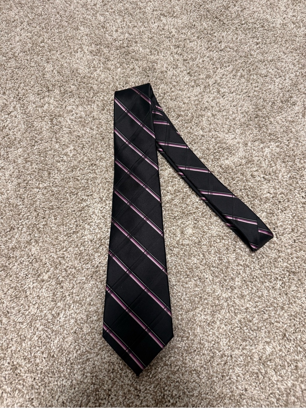 Express Black Tie with Pink Diagonal Stripes